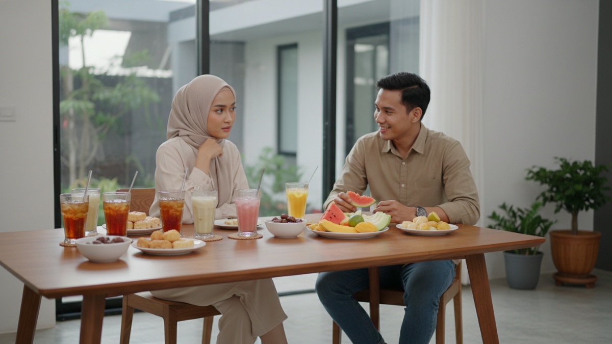 Contoh kesalahan umum berbuka dengan minuman manis dibanding buah segar. 