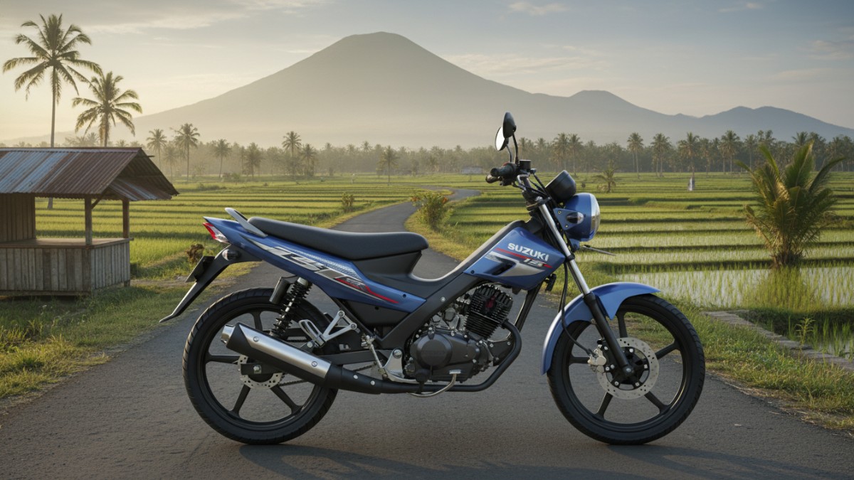 Tampilan samping Suzuki Smash 115 2026 menunjukkan desain sederhana dan ringan.