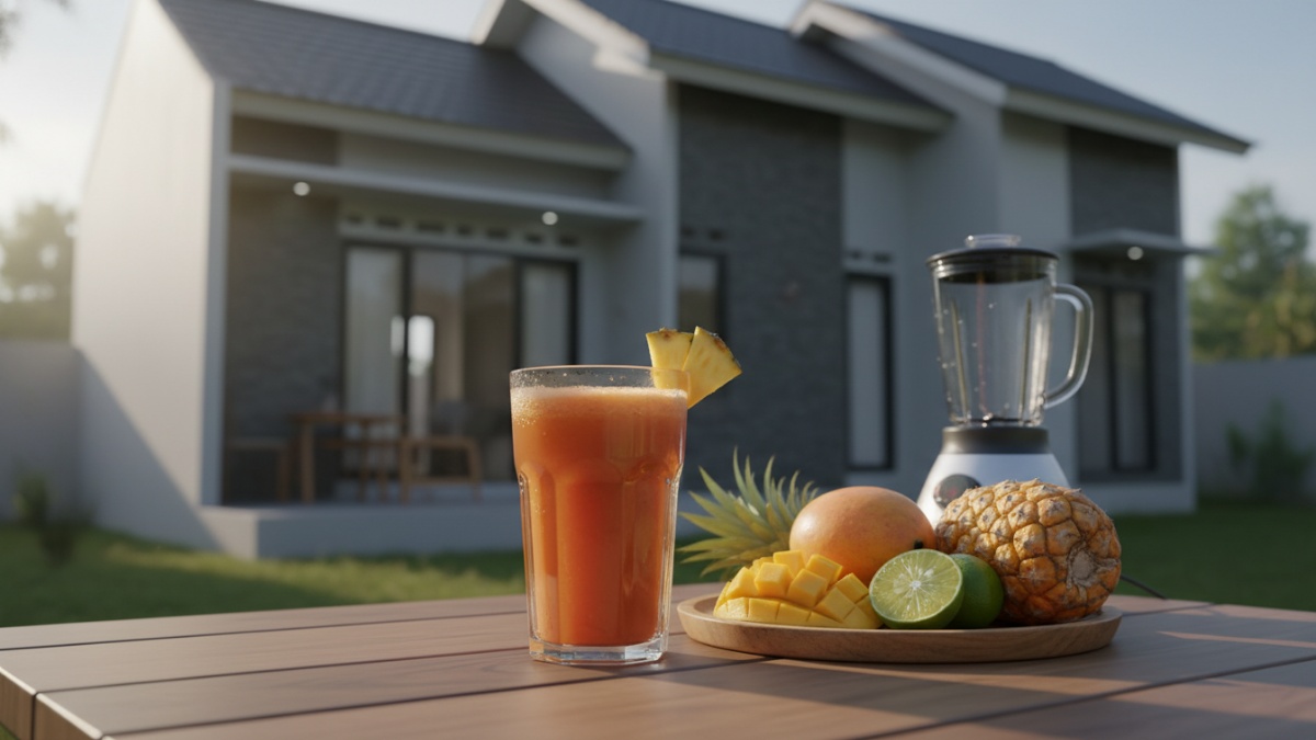 Penyajian jus segar langsung setelah diblender