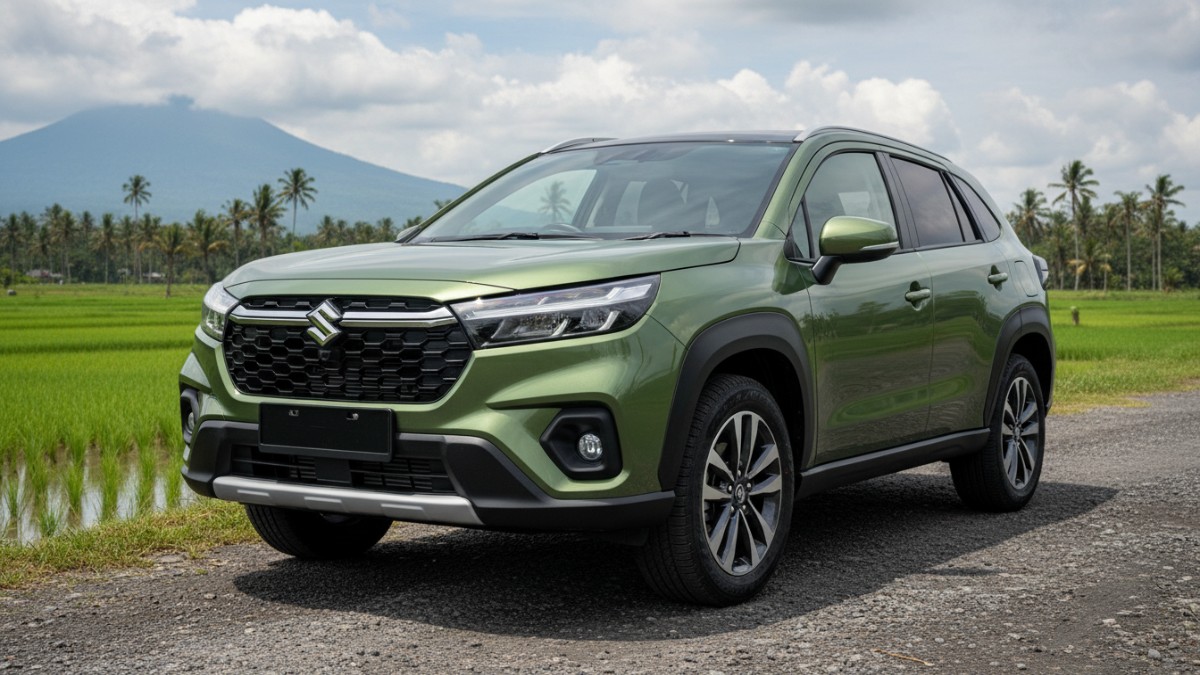 Detail tampilan eksterior Suzuki Across 2026 yang menonjolkan karakter SUV tegas.