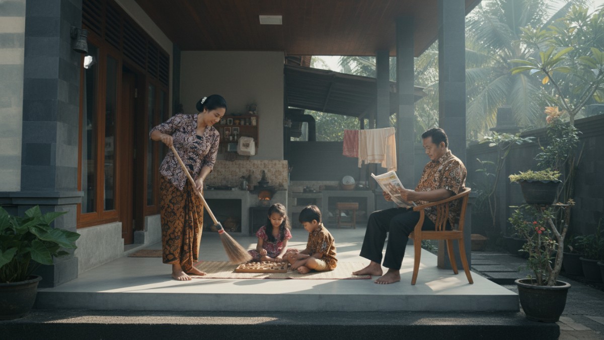 Ilustrasi kisah hikmah rumah tangga dari kitab Imam Al-Ghazali tentang firasat istri dan pelajaran kesetiaan pasangan.