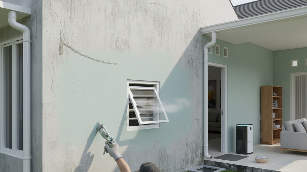 Pemasangan exhaust fan untuk meningkatkan ventilasi ruangan.