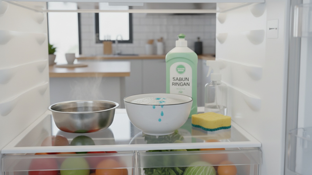 Tahapan melepas rak dan mencuci dengan air hangat serta sabun ringan