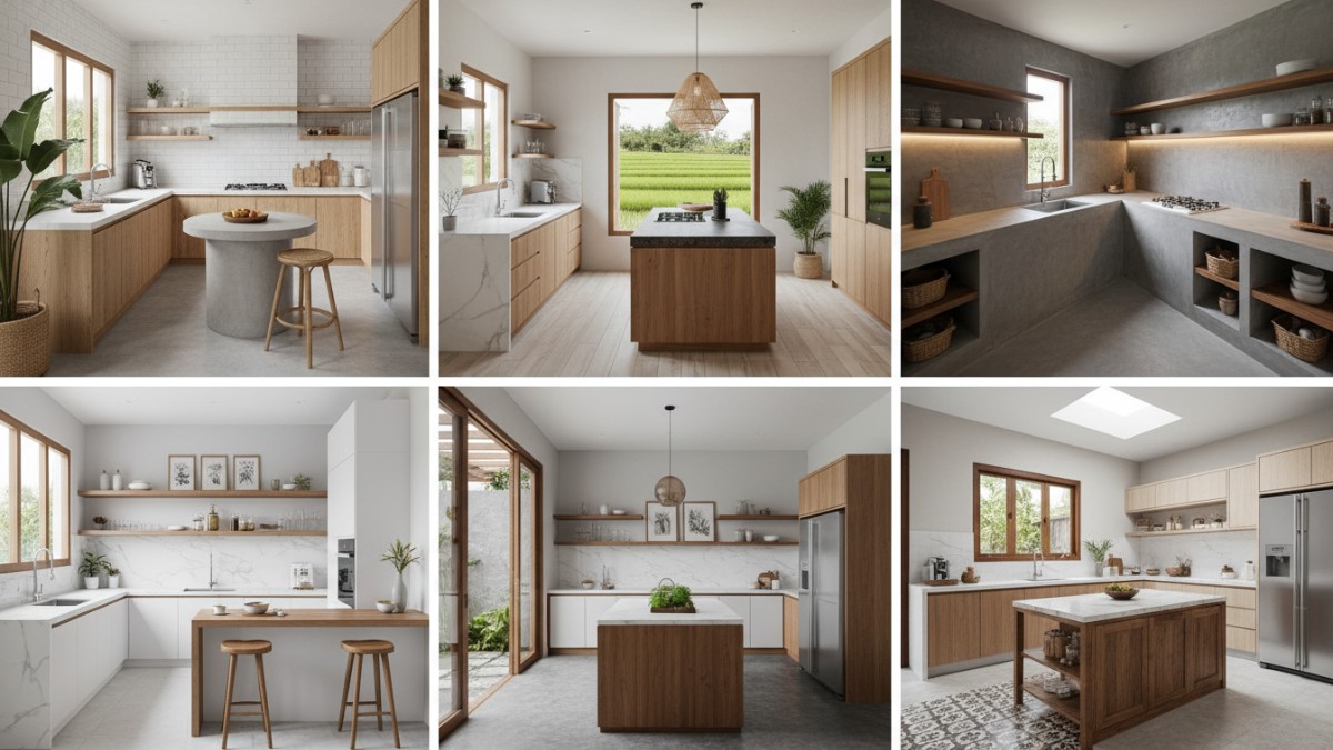 Enam model dapur minimalis kekinian dengan tata ruang berbeda.