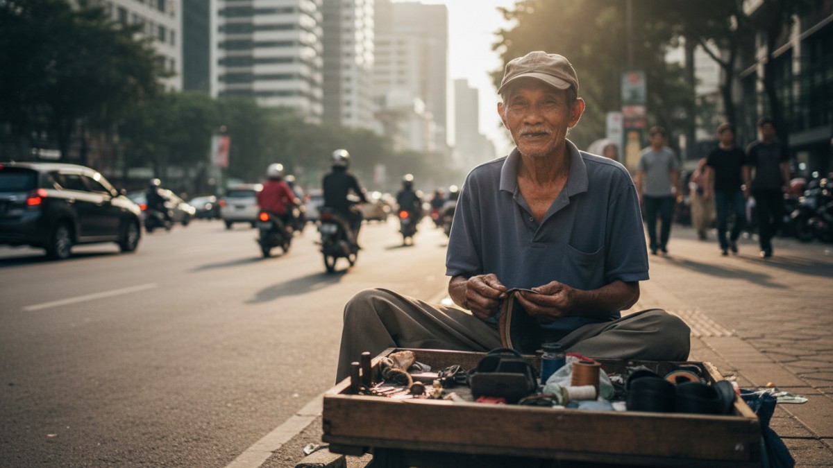 Ilustrasi tukang sol sepatu sederhana yang menyimpan kedalaman ilmu ma&rsquo;rifat.