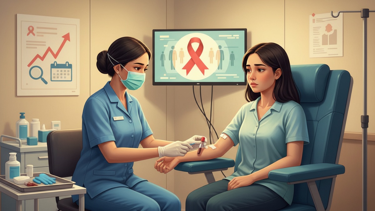 lustrasi pemeriksaan kesehatan HIV di fasilitas medis, menggambarkan pentingnya deteksi dini di wilayah Hulu Sungai Selatan dan Balangan.