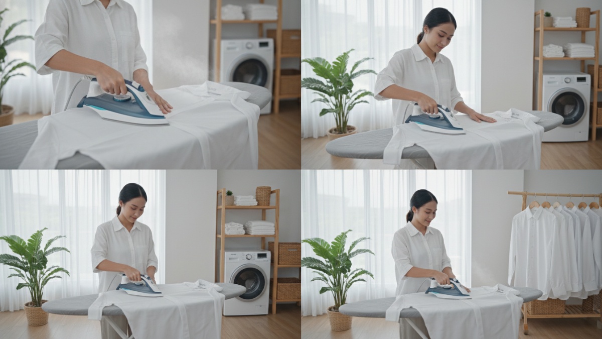 Langkah menyetrika kemeja mulai dari kerah hingga bagian badan. 
