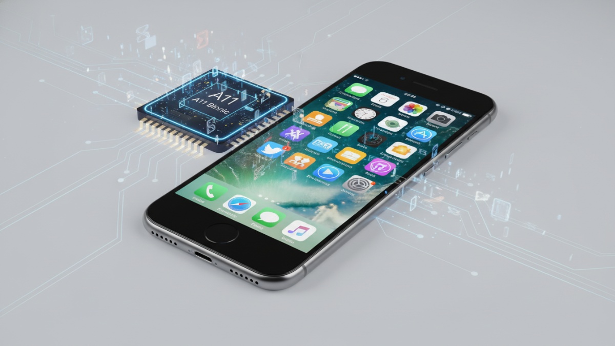 Ilustrasi aktivitas media sosial di iPhone 8 Plus menyoroti performa A11 Bionic.
