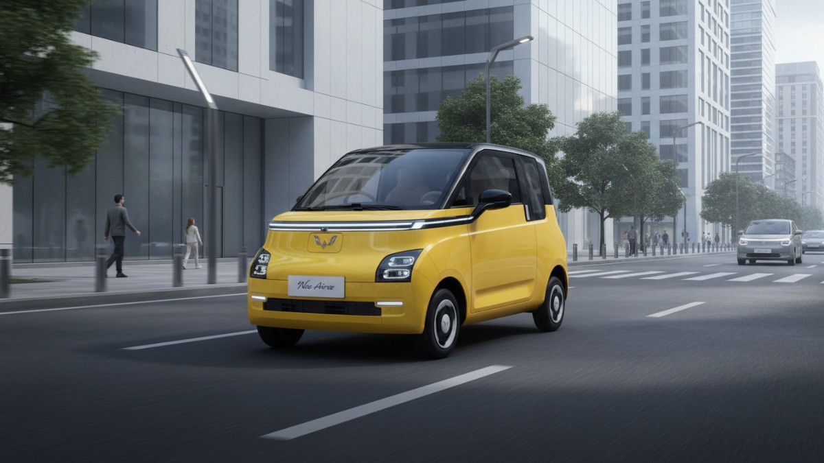 Ilustrasi Mobil Listrik Wuling New Air EV diperkotaan