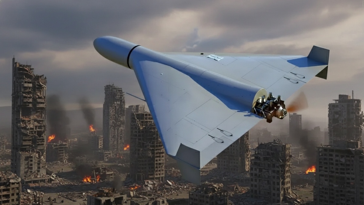 Ilustrasi Drone Shahed-136 milik Iran yang dikenal murah namun digunakan dalam berbagai konflik militer modern.