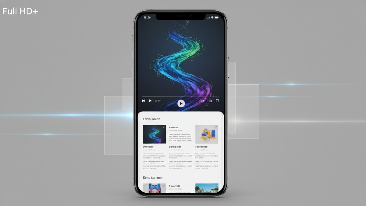 Tampilan layar smartphone besar Full HD+ yang nyaman digunakan untuk menonton video dan membaca artikel.