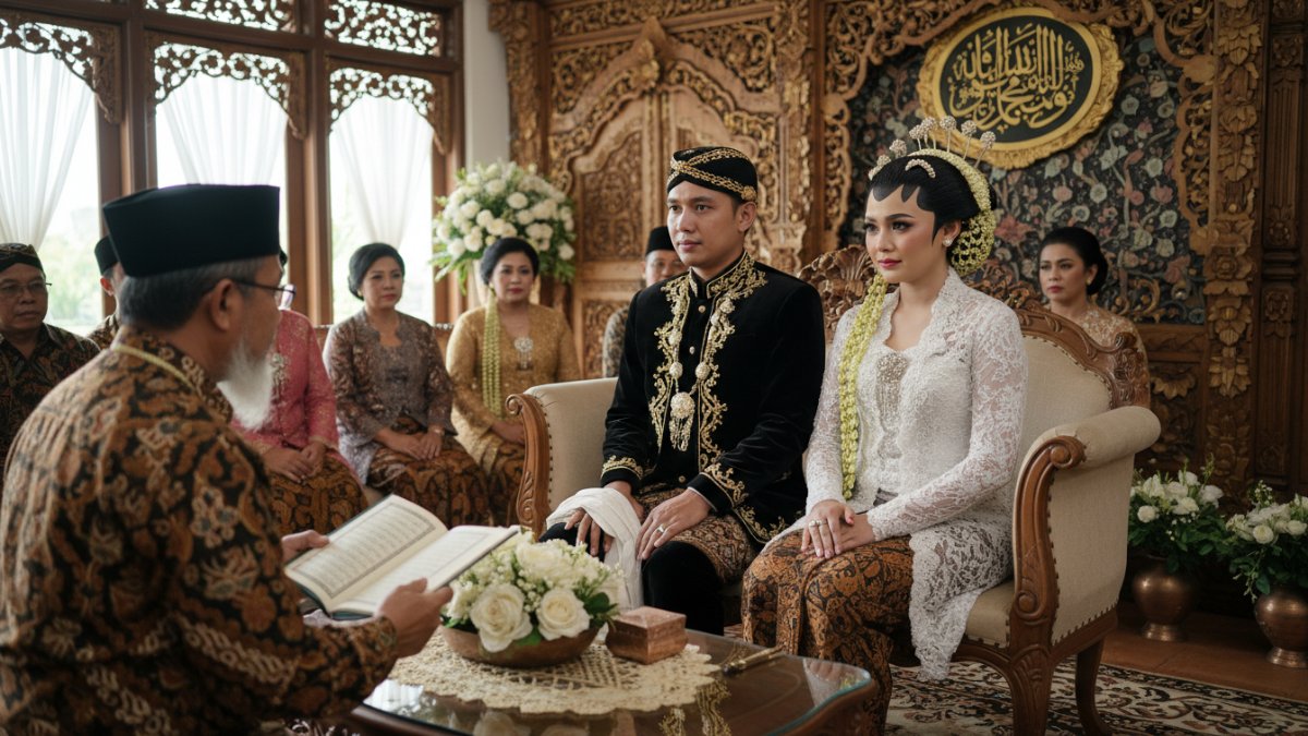 Ilustrasi akad pernikahan dalam Islam sebagai perjanjian kuat antara suami dan istri.