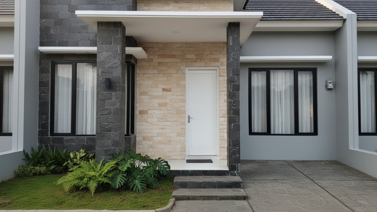 Dinding rumah kombinasi batu alam