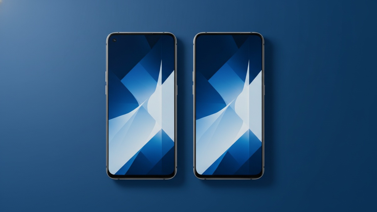 Smartphone dengan layar curved dan layar datar berdampingan menggambarkan perubahan tren desain ponsel modern.