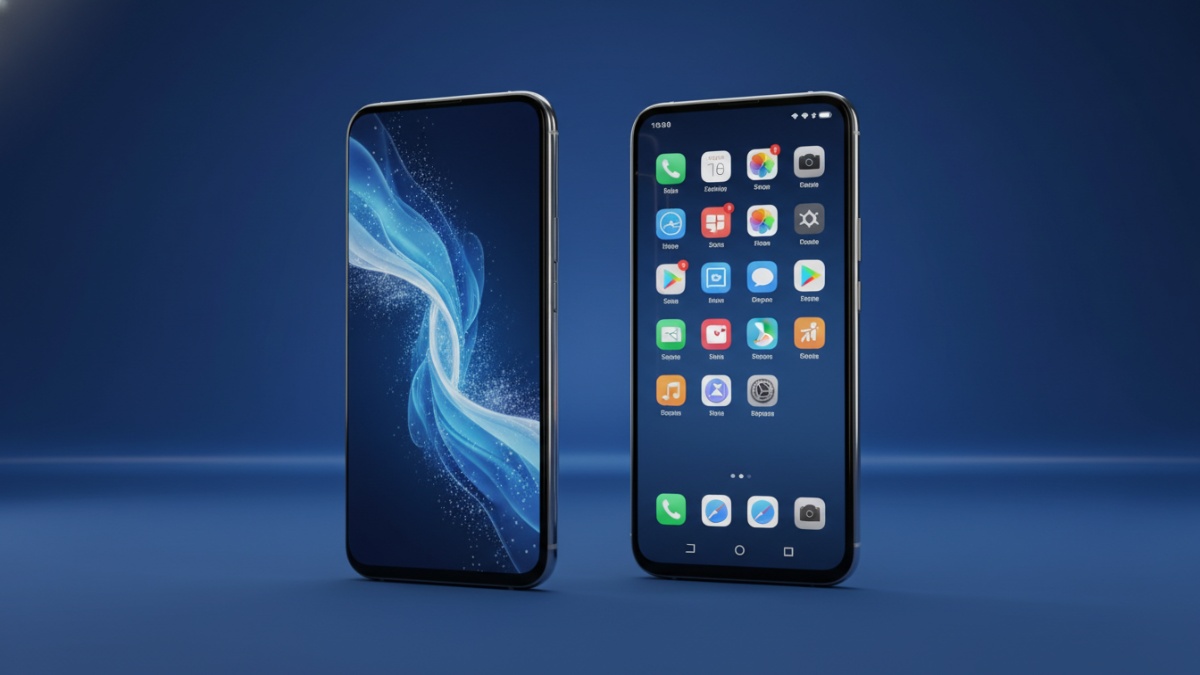Ilustrasi smartphone layar curved dengan bezel tipis yang dulu identik dengan ponsel flagship premium.