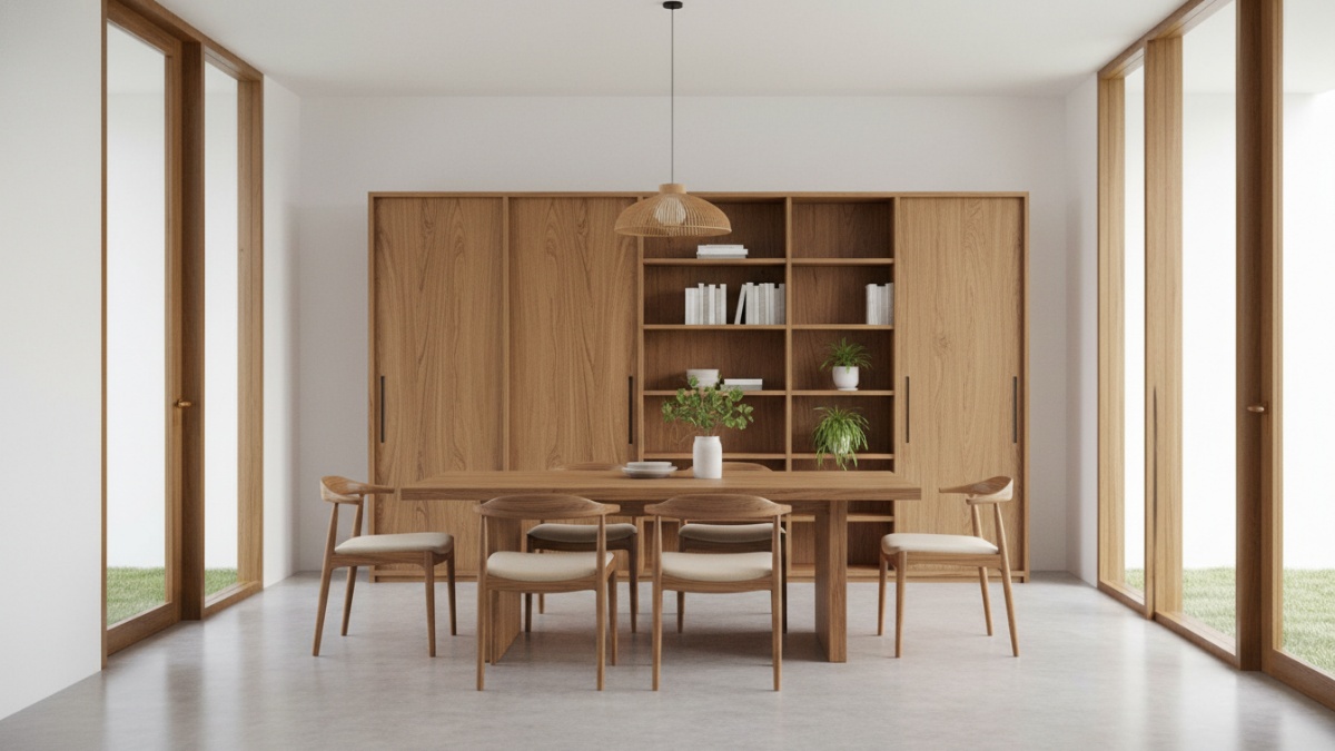 Contoh berbagai perabot rumah tangga dari kayu yang sering digunakan dalam interior rumah modern.