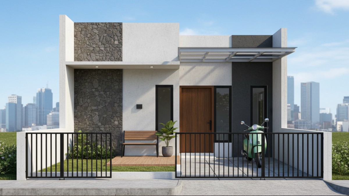 Fasad rumah kecil yang tampil modern