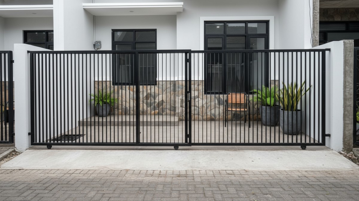 Pagar besi hollow vertikal minimalis