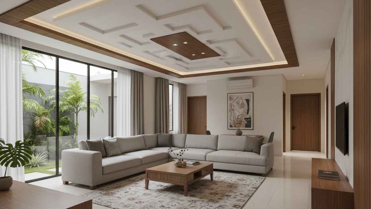 Contoh kesalahan desain plafon rumah yang membuat ruangan terasa sempit.