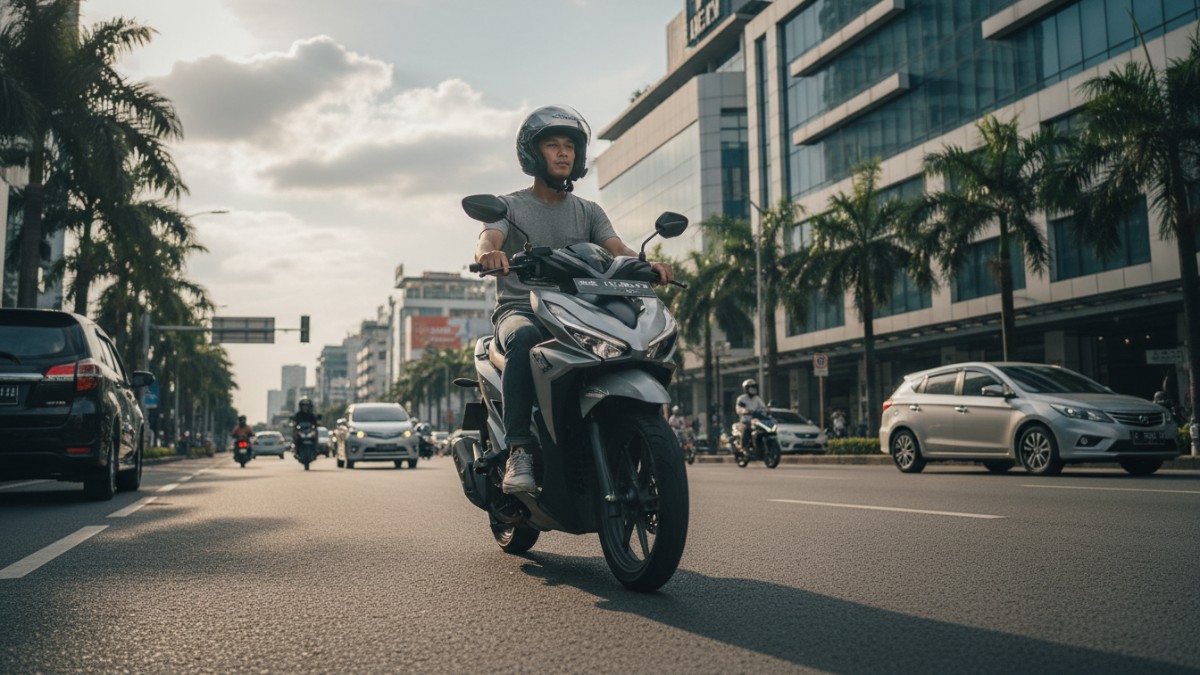 Posisi berkendara Honda Vario Street 125 terlihat tegak dan santai saat digunakan di jalan kota.