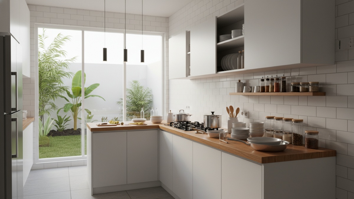 Inspirasi lemari gantung aluminium untuk dapur minimalis yang membantu ruang masak terasa rapi dan lapang.