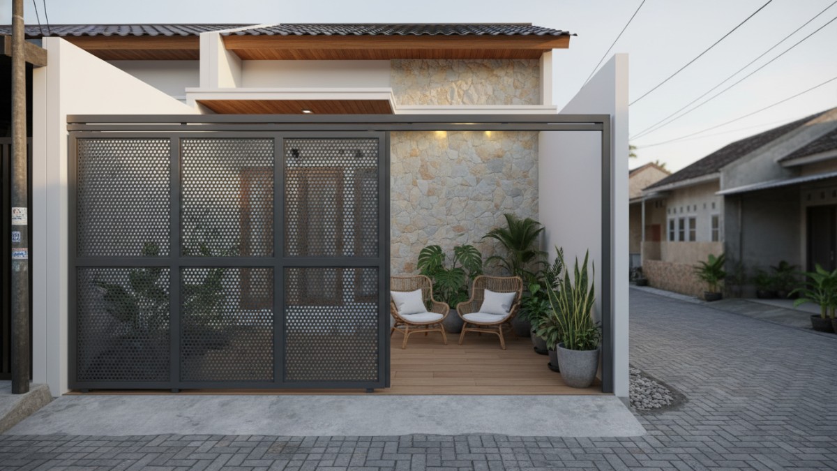 Pagar perforated metal modern
