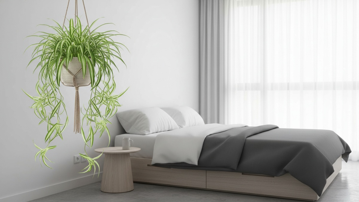  Spider Plant Spider plant termasuk tanaman yang cepat beradaptasi dengan berbagai kondisi cahaya. Daunnya menjuntai dan sering memberi kesan segar pada ruang 