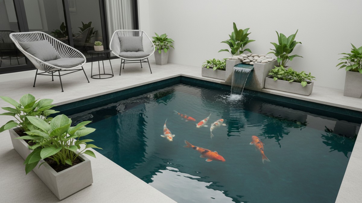 Kolam ikan dengan material Resin Epoxy Waterproof