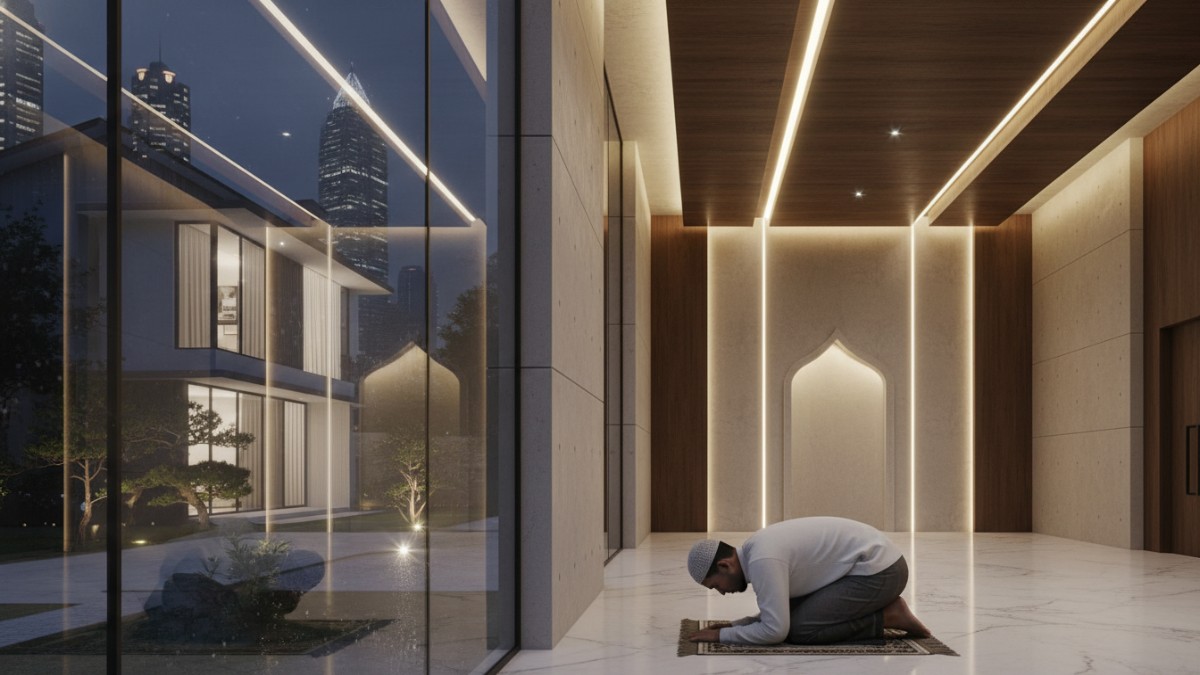 umat Muslim beribadah di masjid 