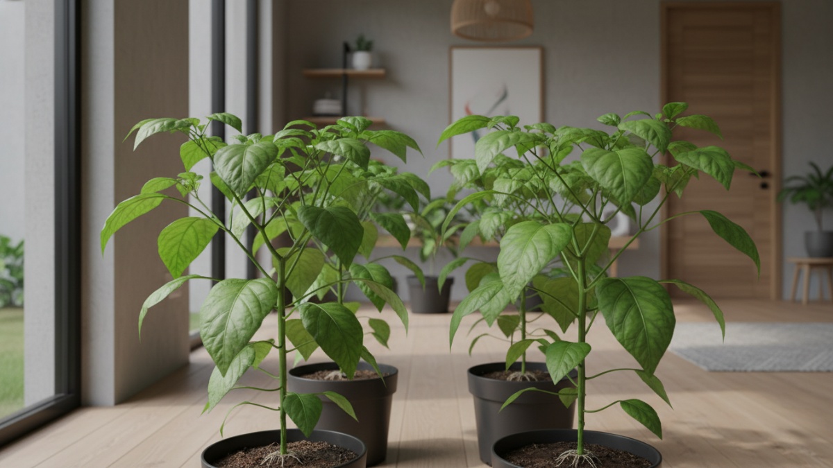 Bibit cabai dengan 6&ndash;8 daun sejati siap dilakukan pemangkasan pucuk.