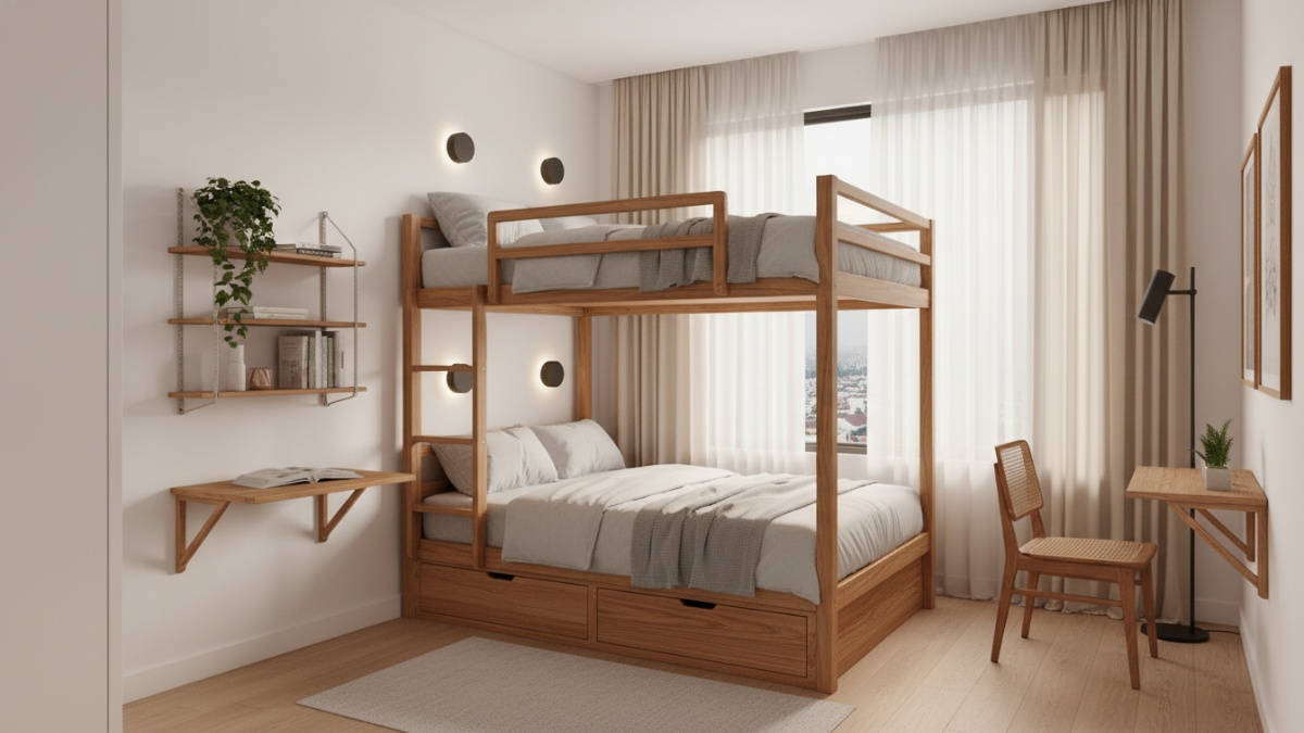Inspirasi kamar minimalis dengan ranjang susun yang memaksimalkan ruang kecil di rumah modern