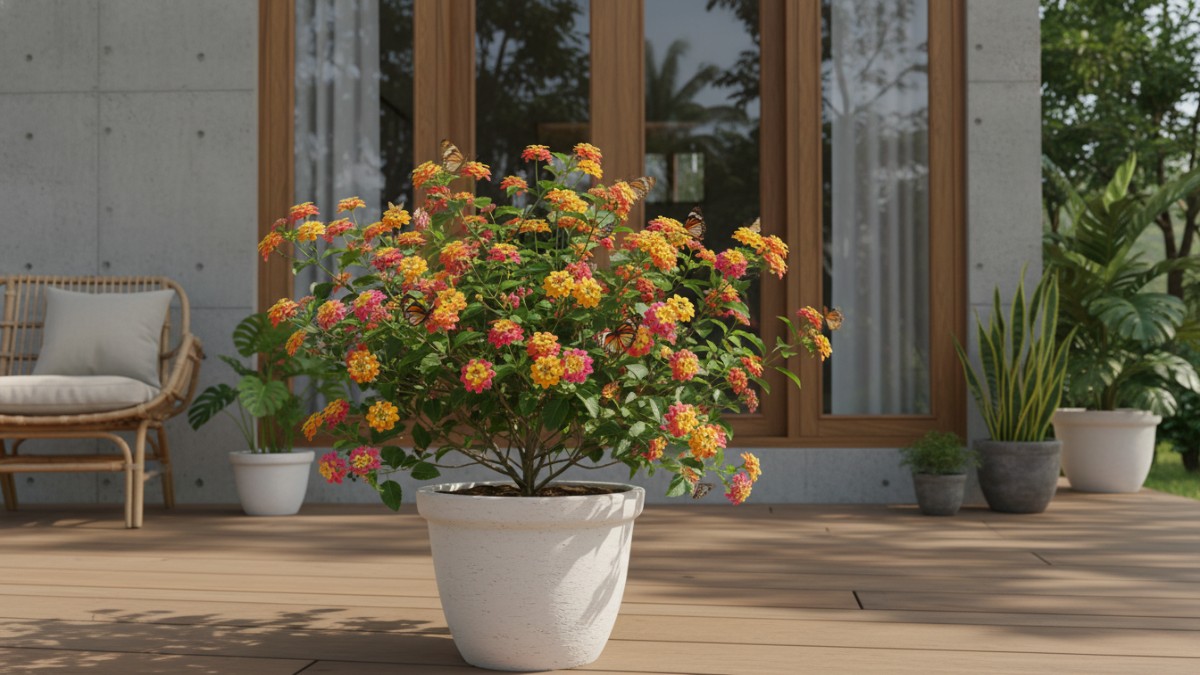 Lantana Tanaman berbunga kecil berwarna cerah ini terkenal sebagai sumber nektar favorit kupu-kupu. Bunganya muncul dalam banyak warna sekaligus, dari kuning, oranye sampai merah muda. Lantana juga ta