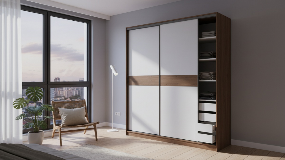 Inspirasi lemari pakaian modern untuk kamar minimalis Bubuhan Balikpapan.