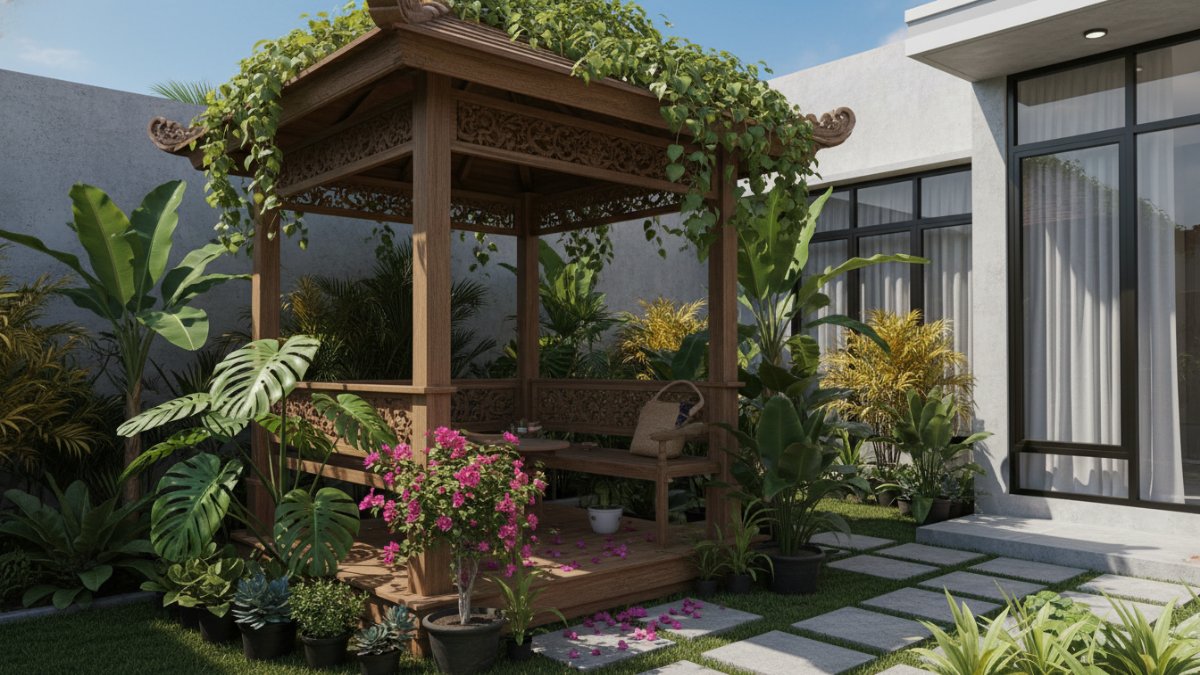 kesalahan menata tanaman disekitar gazebo