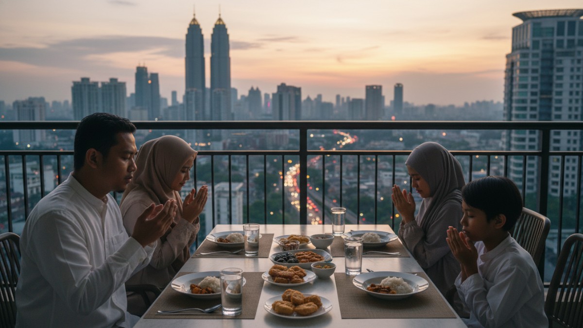 Umat Muslim menjalankan puasa Ramadhan sebagai latihan pengendalian diri dan pembentuk ketakwaan.
