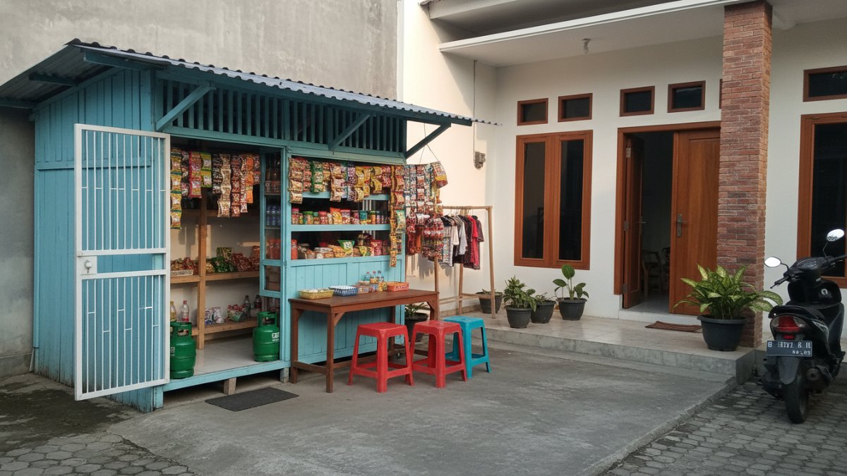 Warung kios mini berdiri di halaman