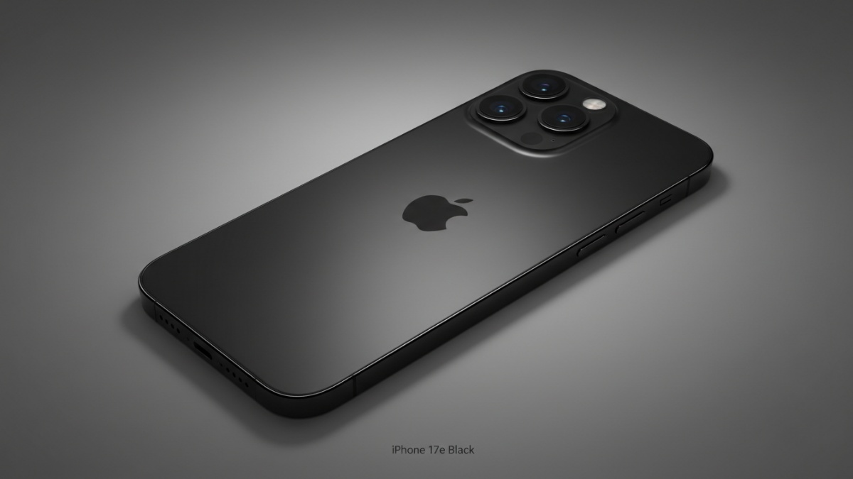 Tampilan bodi iPhone 17e Black, tipis dan premium.