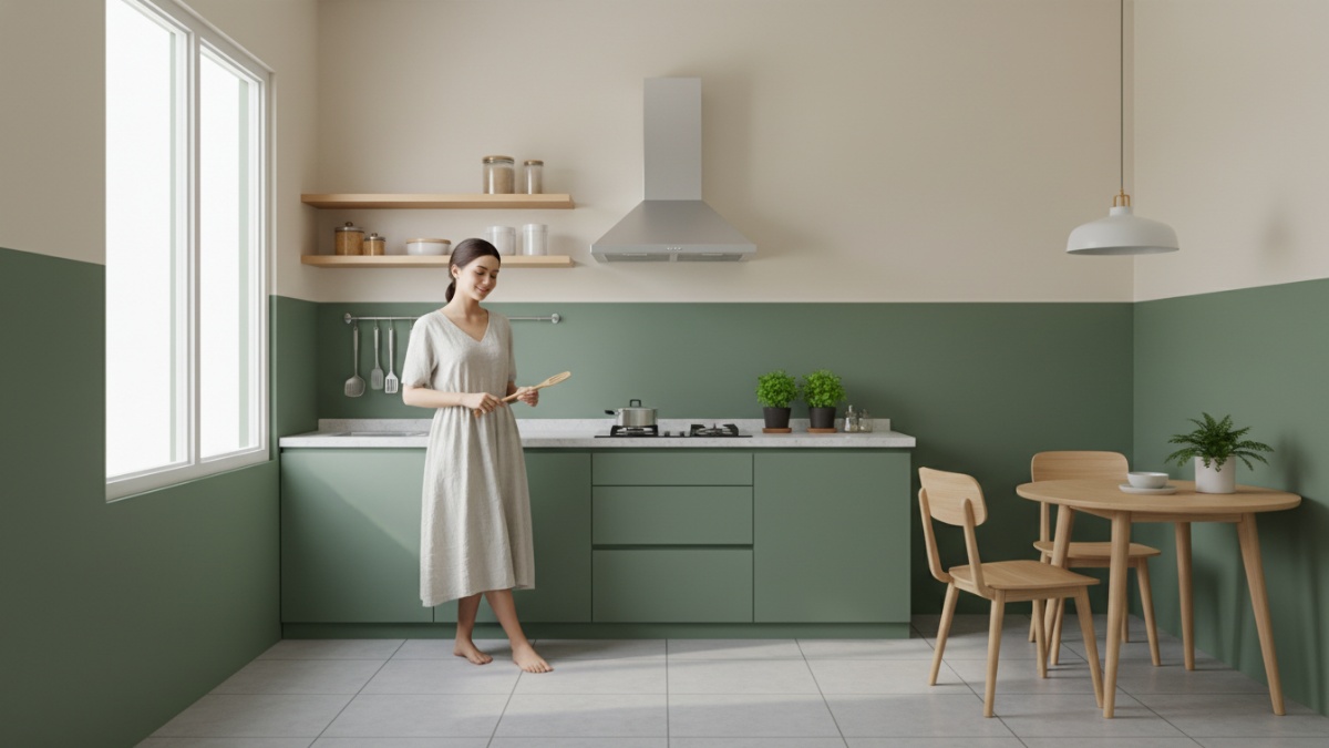 Ruang dapur bukan hanya untuk memasak, tapi bisa jadi ruang santai ngobrol sambil minum teh