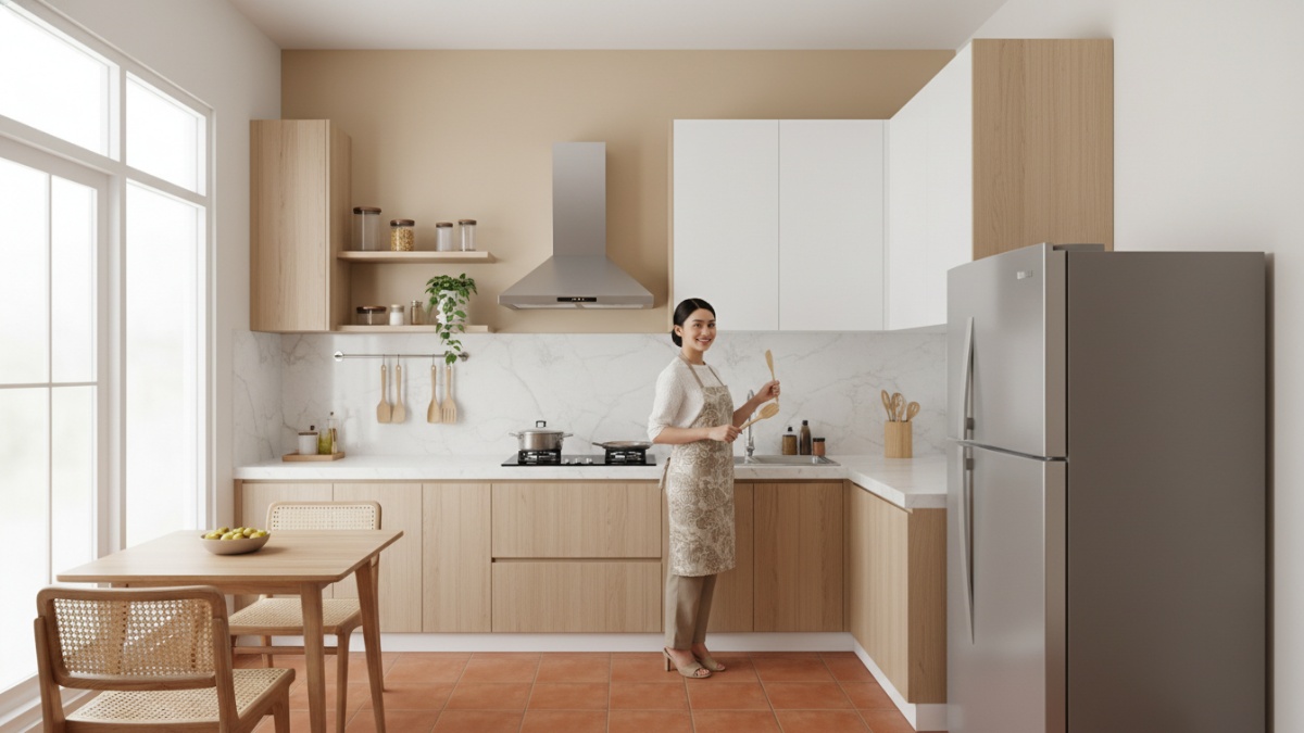 Ukuran standar meja dapur dan kabinet pada dapur rumah minimalis.