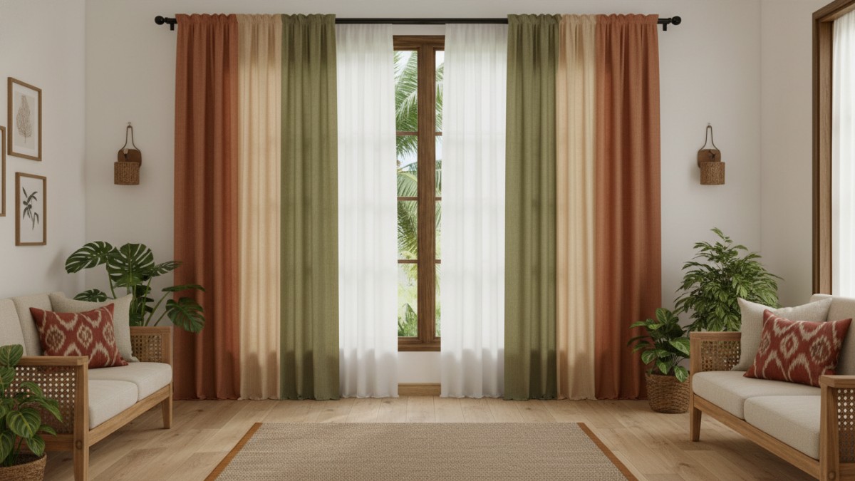 Contoh tirai warna earth tone yang memberi nuansa hangat pada interior rumah.