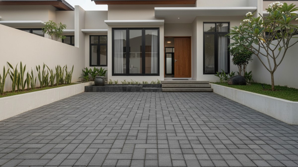 Paving warna abu-abu minimalis