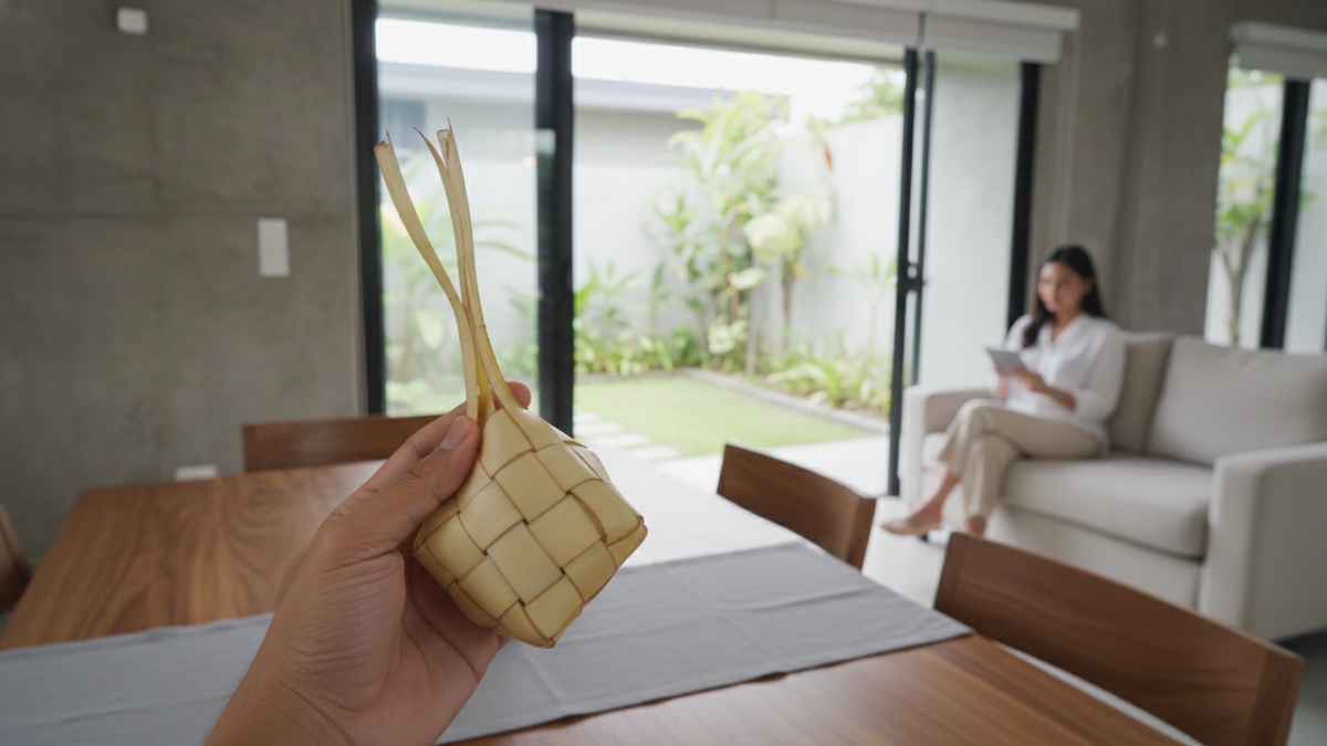 Contoh kesalahan umum anyaman ketupat yang terlalu longgar. 