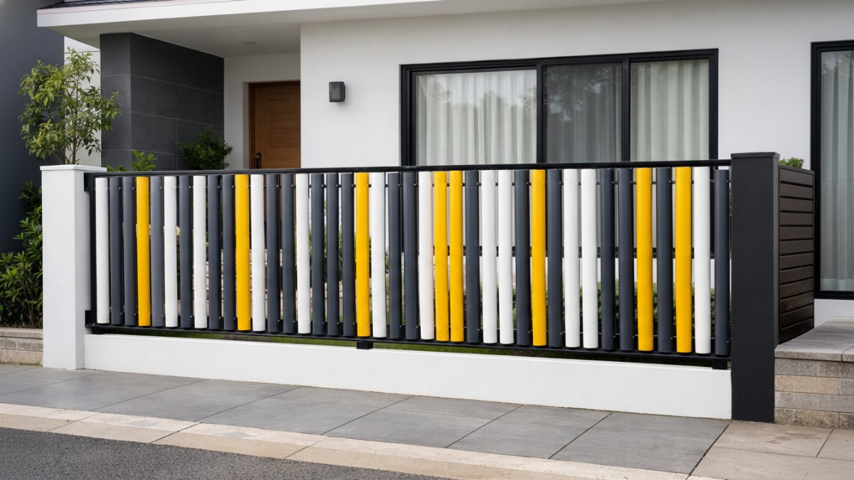 Pagar pipa PVC kombinasi warna.