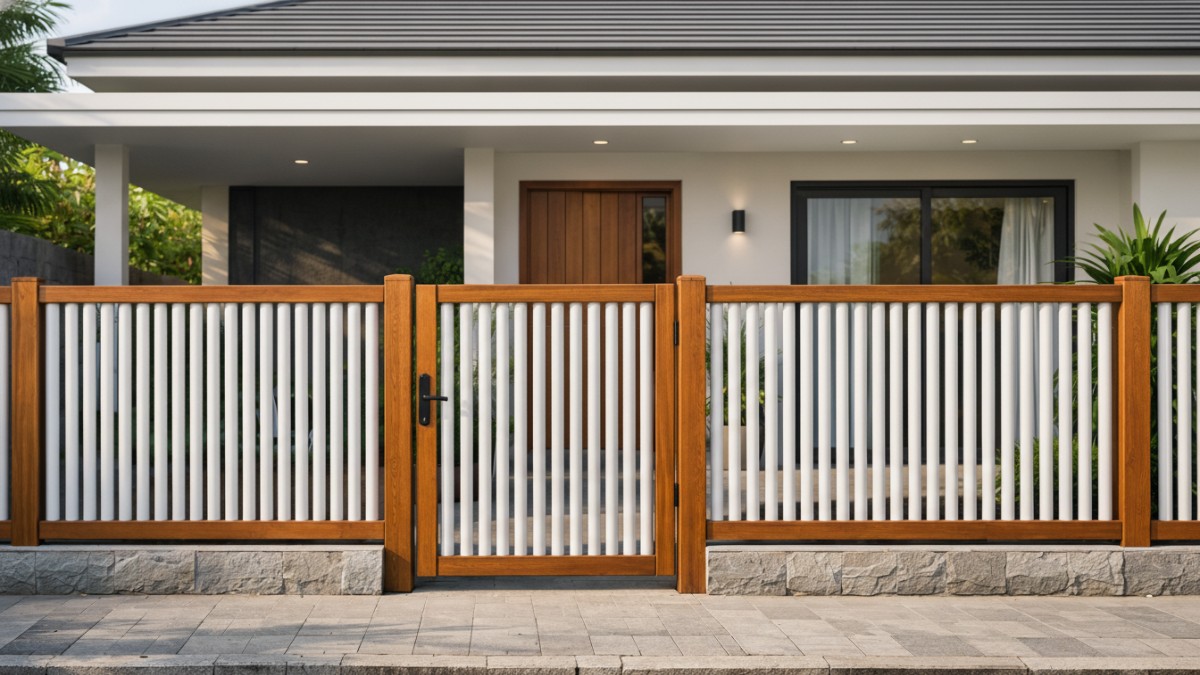Inspirasi pagar rumah minimalis dari pipa PVC yang sederhana namun estetik.