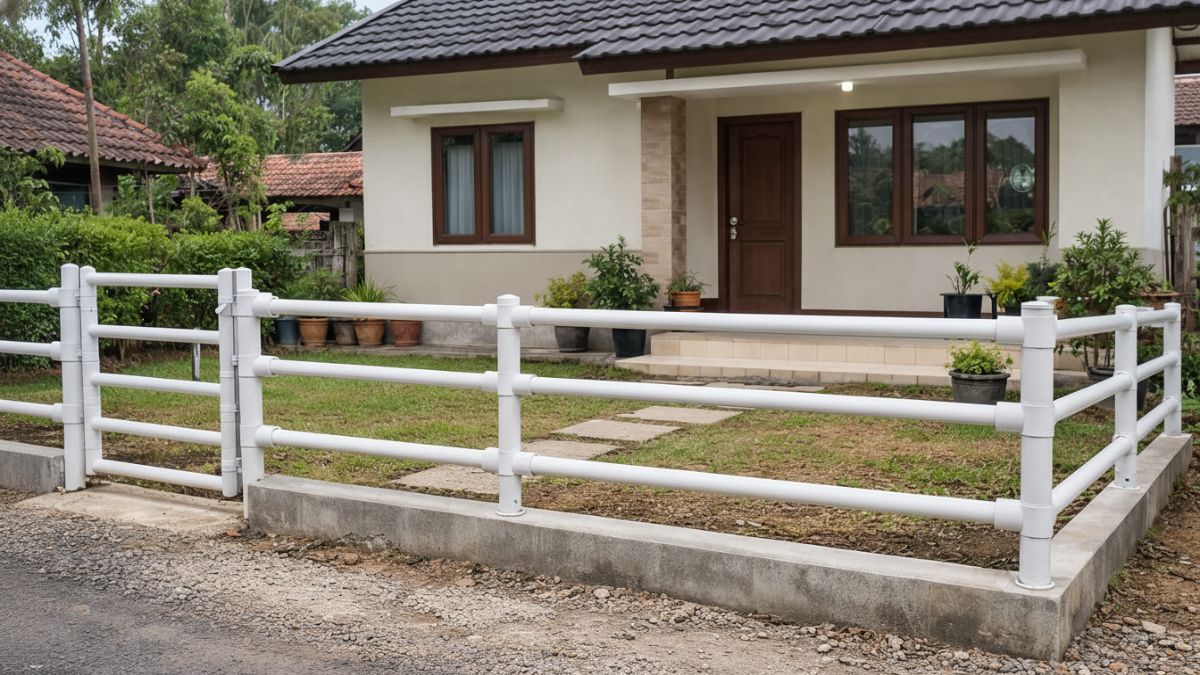 Pagar pipa PVC minimalis kampung modern. 