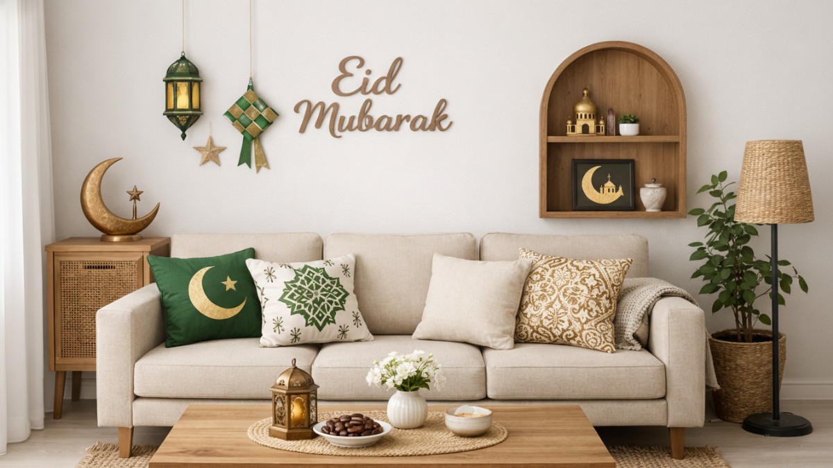 Ornamen islami di ruang tamu.