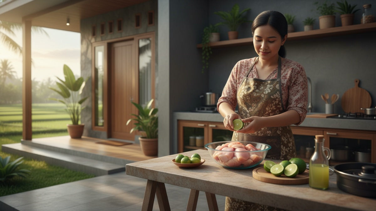 Gunakan jeruk nipis sebelum proses memasak Perasan jeruk nipis sering dipakai dalam dapur Nusantara untuk menetralkan aroma protein hewani. Kandungan asam sitrat membantu memecah sebagian senyawa peny