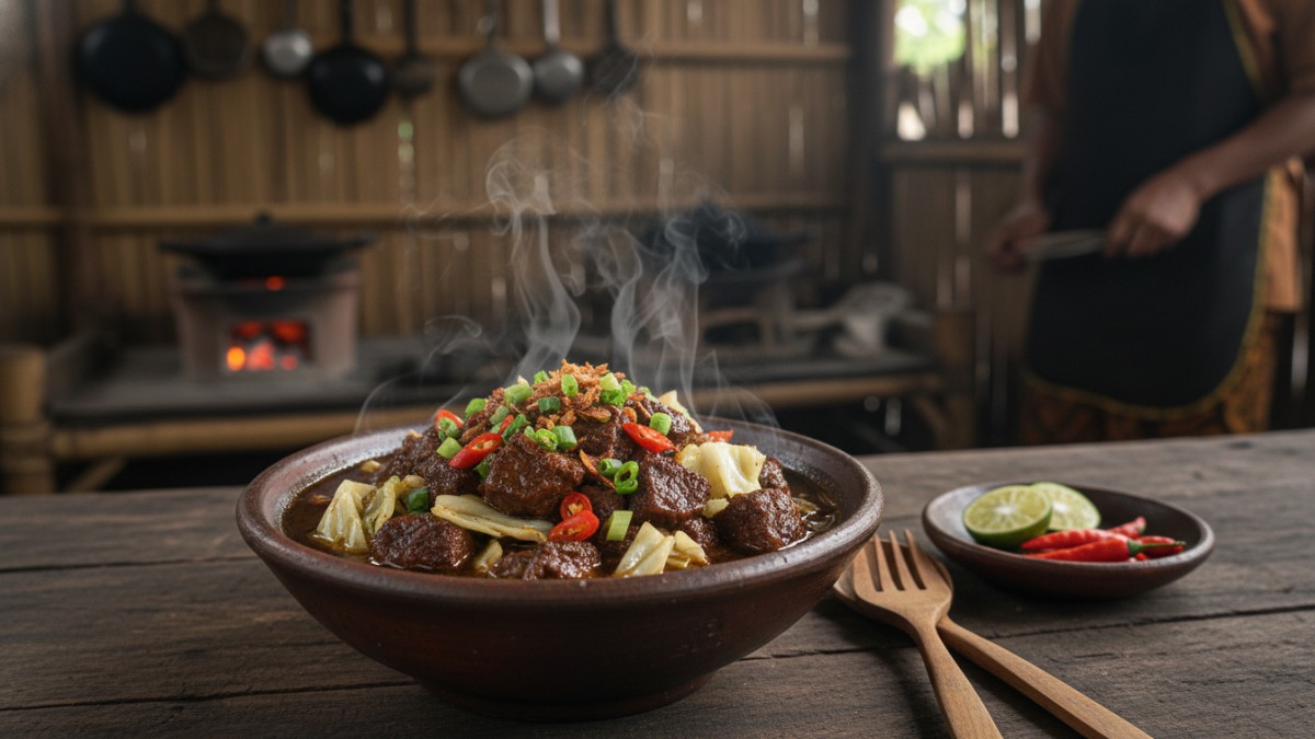Tongseng kerbau Biasanya memakai daging kambing, namun daging kerbau juga cocok. Bumbu cabai, kecap, dan kol memberi rasa pedas manis khas warung tongseng.