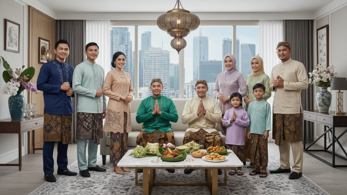 Suasana umat Muslim merayakan Idul Fitri setelah Ramadhan, simbol kemenangan spiritual dan kembali ke fitrah.