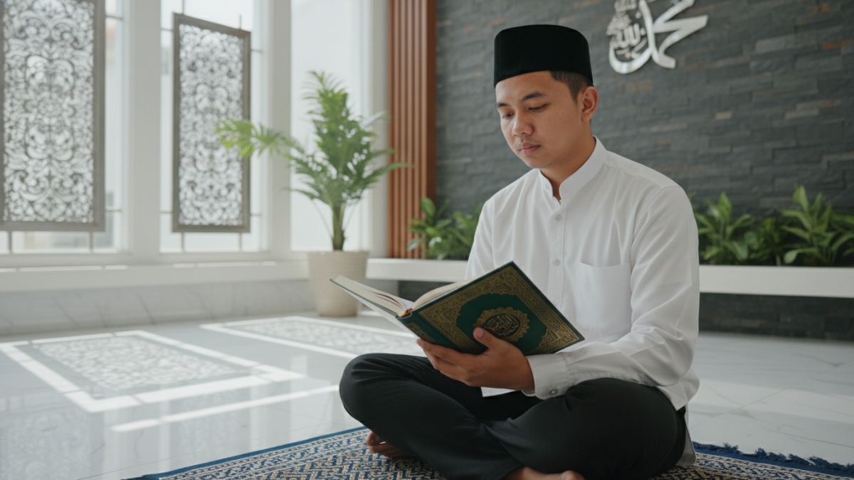 seseorang membaca Ayat Kursi dari Al-Qur&rsquo;an